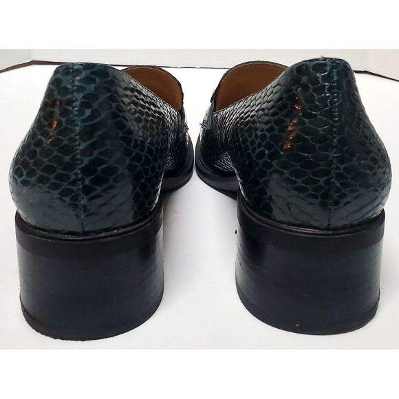 Naturalizer Pascal Shoes 8M Green Snakeskin Embossed Round Toe Buckle Bit Heels - Picture 11 of 16